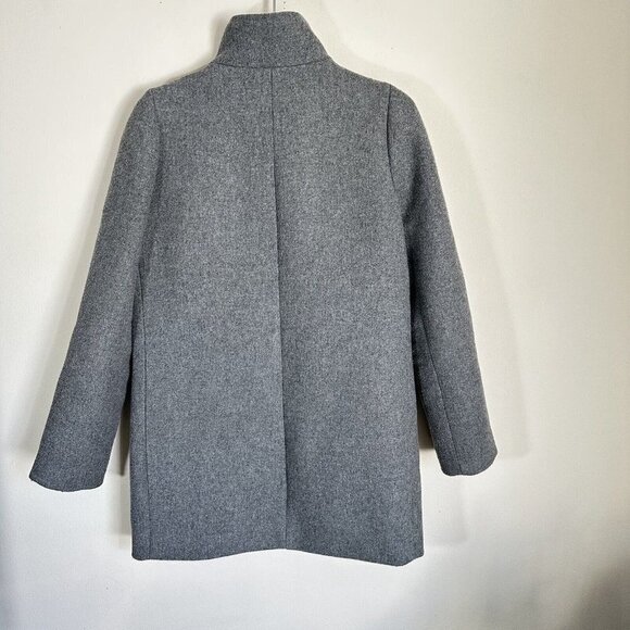 J Crew Mercantile Size 2 Gray City Coat Jacket Wool Blend Zip Pockets - Picture 6 of 8